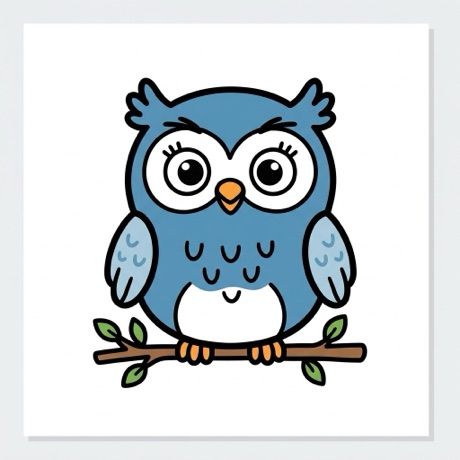 A friendly cartoon owl on a branch